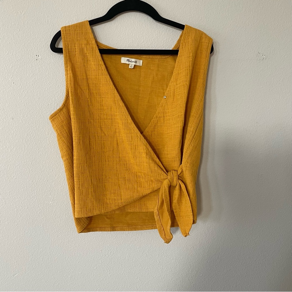 Madewell Gold Sleeveless Wrap Tank Top